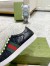Gucci Men's Ace Sneakers in Black Signature Leather with Web