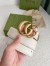 Gucci White Leather Belt 38MM with Antiqued Brass Double G Buckle