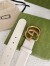 Gucci White Leather Belt 38MM with Antiqued Brass Double G Buckle