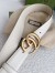 Gucci White Leather Belt 38MM with Antiqued Brass Double G Buckle