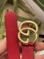 Gucci GG Marmont Thin Belt 20MM in Red Leather with Shiny Buckle