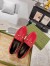 Gucci Women's Foldable Slim Horsebit Loafers in Red Leather