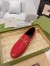 Gucci Women's Foldable Slim Horsebit Loafers in Red Leather