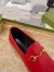 Gucci Women's Foldable Slim Horsebit Loafers in Red Leather