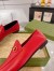 Gucci Women's Foldable Slim Horsebit Loafers in Red Leather