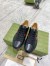 Gucci Men's Ace Sneakers in Black Leather with Bee