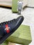 Gucci Men's Ace Sneakers in Black Leather with Bee