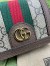 Gucci Ophidia Card Case Wallet in Beige Canvas with Brown Leather