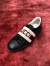 Gucci Men's Elastic Stripe Sneakers in Black Leather