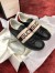 Gucci Men's Elastic Stripe Sneakers in Black Leather