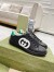 Gucci Men's Ace Sneakers in Black Leather with White Interlocking G