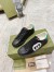 Gucci Men's Ace Sneakers in Black Leather with White Interlocking G
