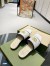 Gucci Slide Sandals in White Diagonal Leather With Double G