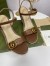 Gucci Espadrille Wedge Sandals In Brown Leather
