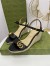 Gucci Espadrille Wedge Sandals In Black Leather