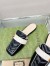 Gucci Women's Slippers in Black Leather with Double G