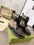 Gucci Ankle Boots with Double G in GG Canvas and Black Leather 