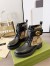 Gucci Ankle Boots with Double G in GG Canvas and Black Leather 