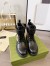 Gucci Ankle Boots with Double G in GG Canvas and Black Leather 