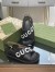 Gucci Slingback Sandals in Black Leather with White Logo