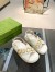 Gucci Slingback Sandals in White Leather with Gold Logo