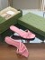 Gucci Slide Sandas in Pink Leather with Bamboo Heel