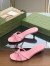 Gucci Slide Sandas in Pink Leather with Bamboo Heel
