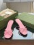 Gucci Slide Sandas in Pink Leather with Bamboo Heel