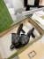 Gucci Slide Sandas 75mm in Black Mesh with Crystal