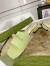 Gucci Slide Sandals in Light Green Leather with Snake Hardware