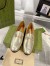 Gucci Women's Jordaan Loafers in Gold Metallic Leather with Crystals