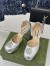 Gucci Platform Pumps in Silver Metallic Lether with Crystals G