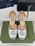 Gucci Platform Pumps in Silver Metallic Lether with Crystals G