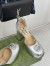 Gucci Platform Pumps in Silver Metallic Lether with Crystals G