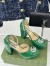 Gucci Platform Pumps in Green Patent Lether with Crystals G