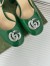 Gucci Platform Pumps in Green Patent Lether with Crystals G
