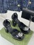 Gucci Platform Pumps in Black Patent Lether with Crystals G