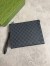 Gucci Portfolio Pouch in Black Supreme Canvas with Grey Leather