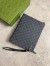 Gucci Portfolio Pouch in Black Supreme Canvas with Grey Leather