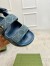 Gucci Women's Sandals in Light Blue Denim with Double G
