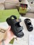 Gucci Women's Velcro Sandals in Black Leather with Double G