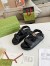 Gucci Women's Velcro Sandals in Black Leather with Double G