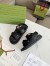 Gucci Women's Velcro Sandals in Black Leather with Double G