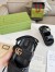 Gucci Women's Velcro Sandals in Black Leather with Double G