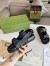 Gucci Women's Velcro Sandals in Black Leather with Double G