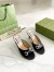 Gucci Horsebit Slide Sandals 85mm in Black Leather with Crystals