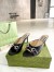 Gucci Horsebit Slide Sandals 85mm in Black Leather with Crystals