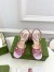 Gucci Horsebit Sandals 95mm in Metallic Pink Leather with Crystals