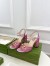 Gucci Horsebit Sandals 95mm in Metallic Pink Leather with Crystals