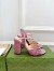 Gucci Horsebit Sandals 95mm in Metallic Pink Leather with Crystals